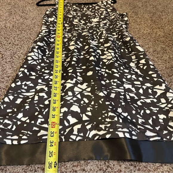 Sleeveless Midi Dress Brown White Abstract Print Career Party‎ Cocktail - Picture 7 of 8